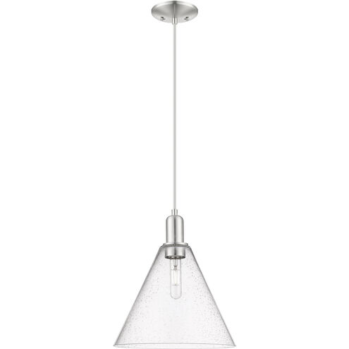 Arcadia Berkshire Glass 1 Light 12 inch Brushed Satin Nickel Mini Pendant Ceiling Light in Seedy