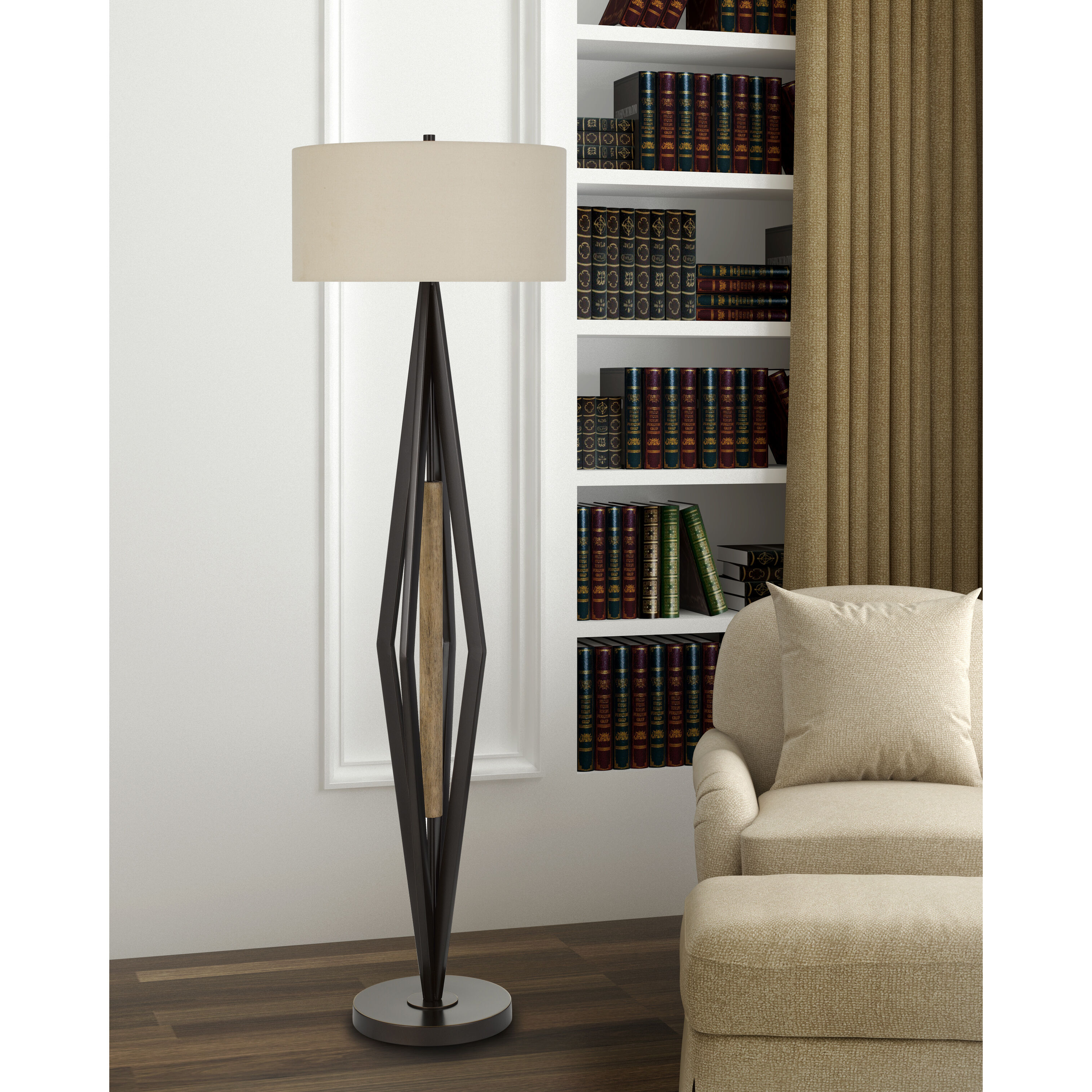 Terrassa 61 inch 150 watt Iron Bronze with Wood Floor Lamp Portable Light