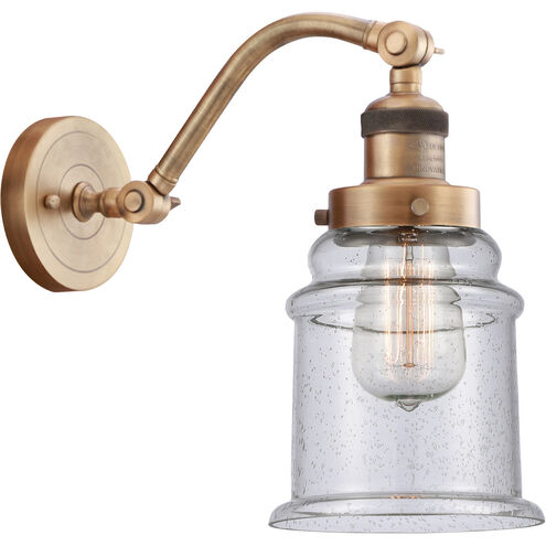 Franklin Restoration Canton LED 7 inch Brushed Brass Sconce Wall Light in Seedy Glass, Franklin Restoration