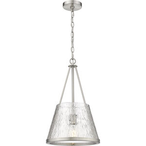 Lux 1 Light 12 inch Brushed Satin Nickel Mini Pendant Ceiling Light in Incandescent, Clear Rain Glass