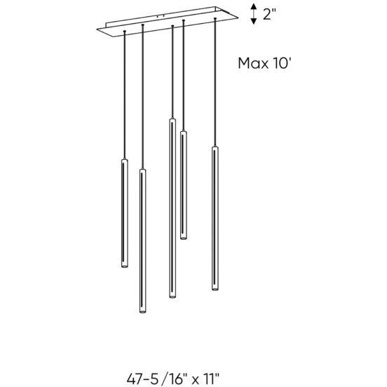 Linea LED 2 inch Black Pendant Ceiling Light, Cylinder Cluster