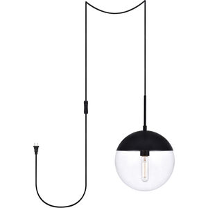 Eclipse 1 Light 10 inch Black and Clear Pendant Ceiling Light