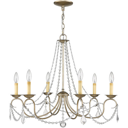 Pennington 6 Light 28 inch Hand Painted Antique Silver Leaf Chandelier Ceiling Light