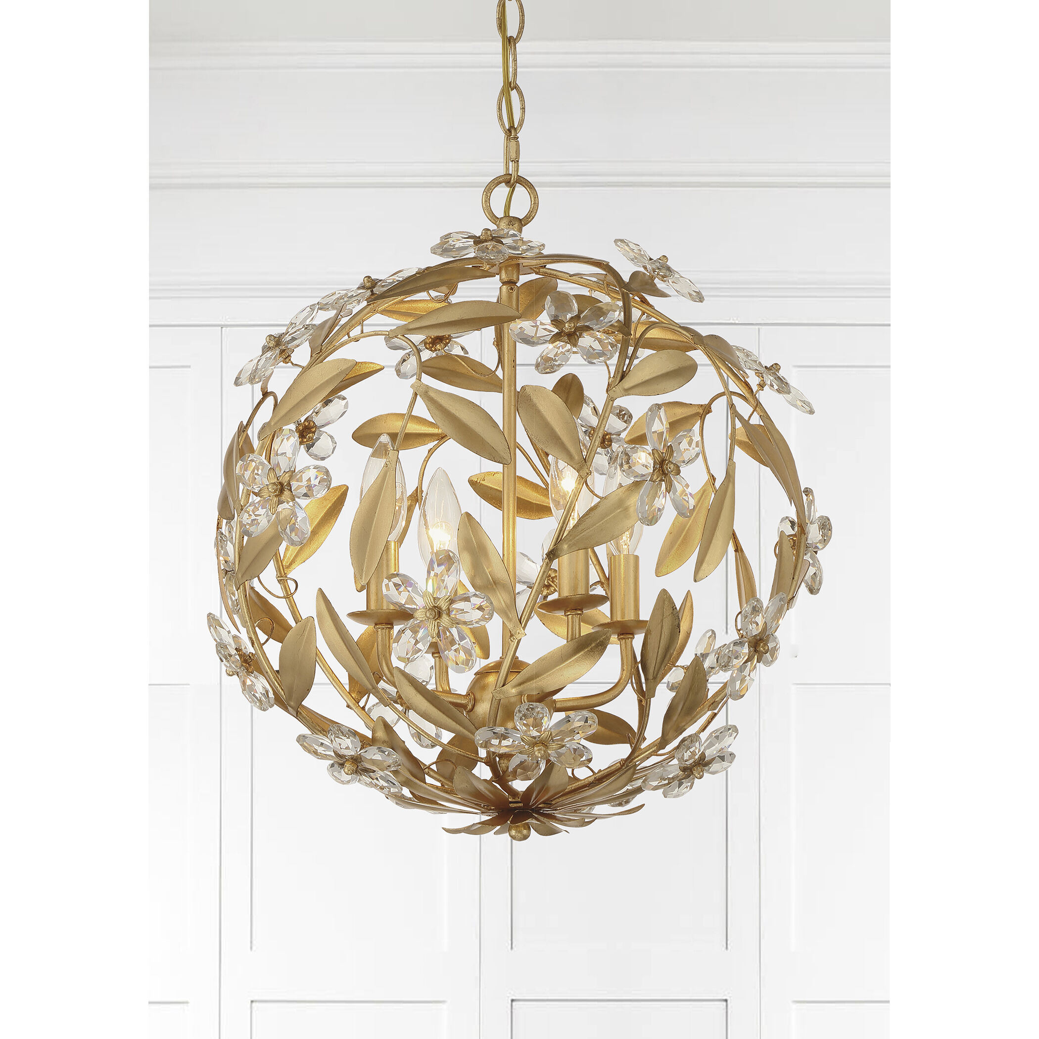 Marselle 4 Light 16.5 inch Antique Gold Mini Chandelier Ceiling Light