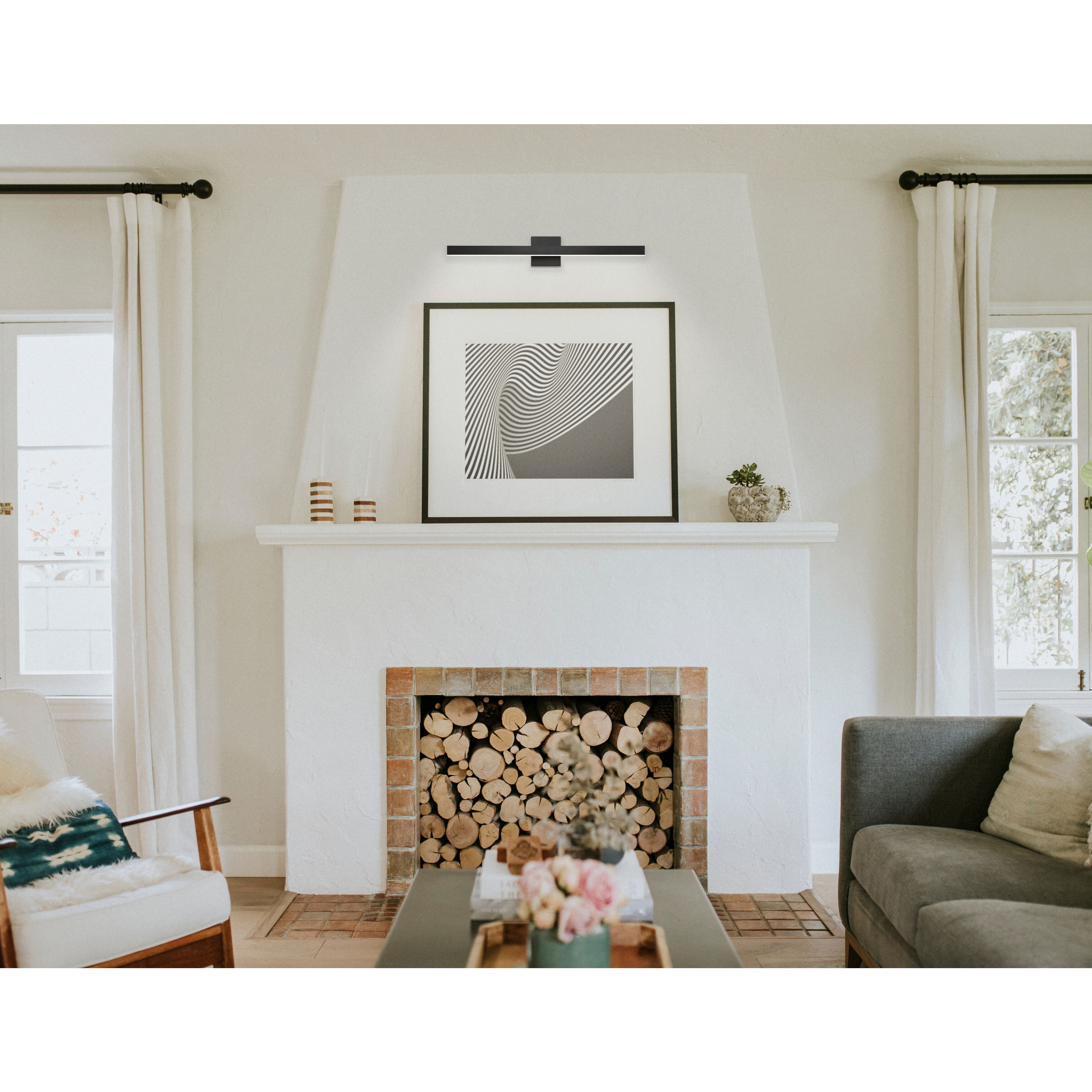 Cisco LED 24 inch Matte Black and White Bath Vanity Wall Light