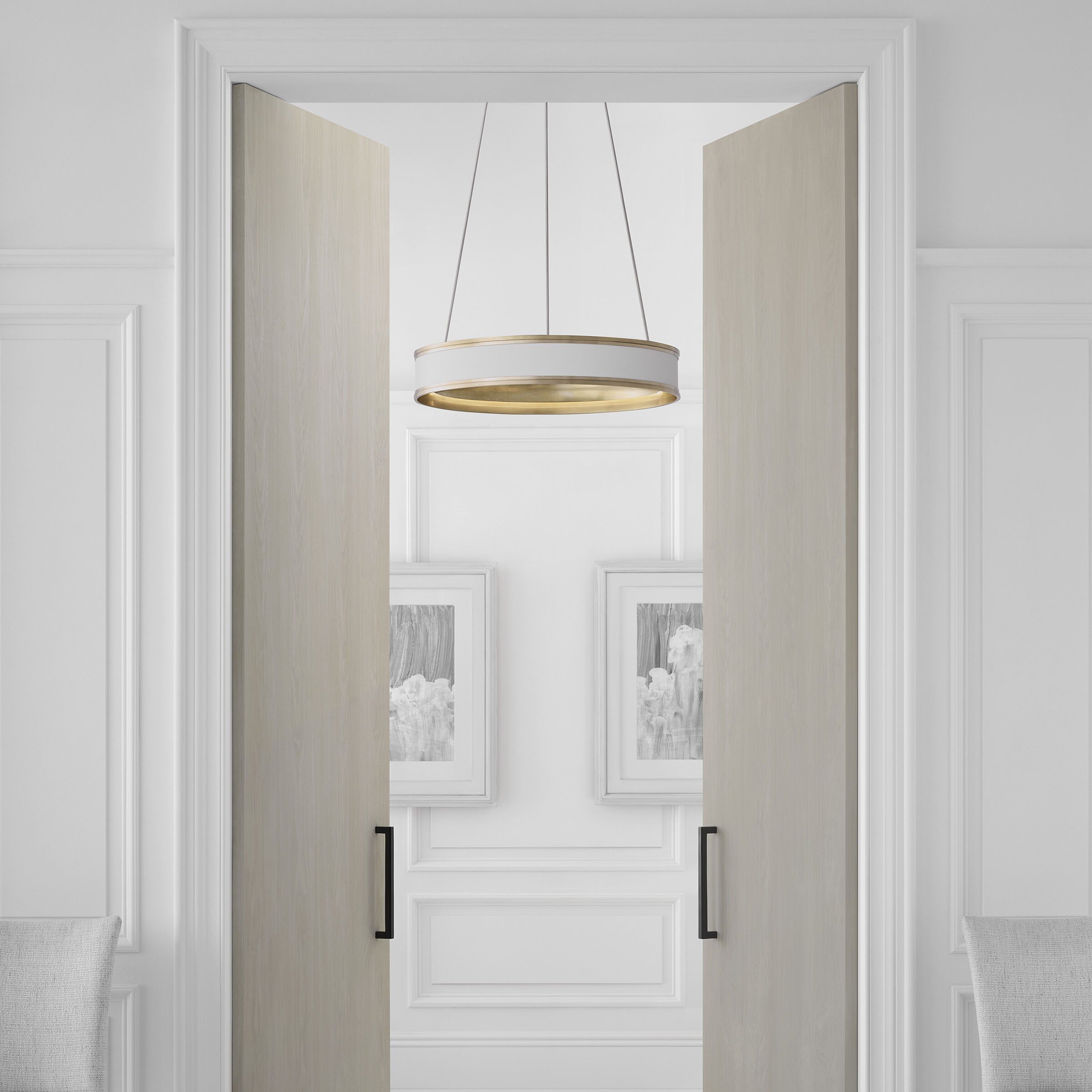 Chapman & Myers Connery LED 18 inch Matte White Ring Chandelier Ceiling Light