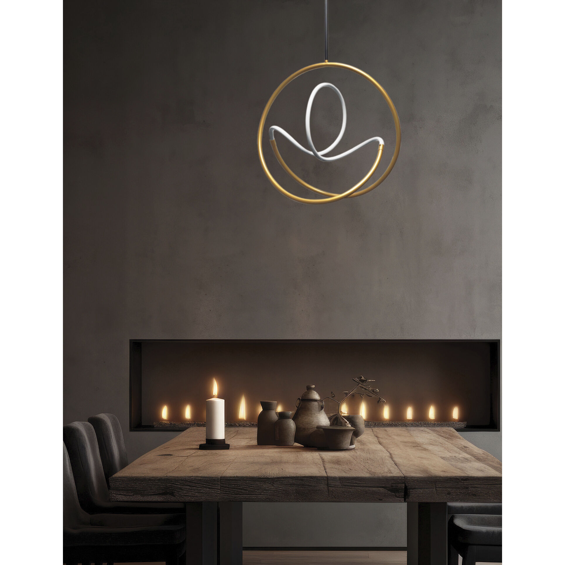 Raelynn LED 24.75 inch Gold and Matte Black Single Drop Pendant Ceiling Light