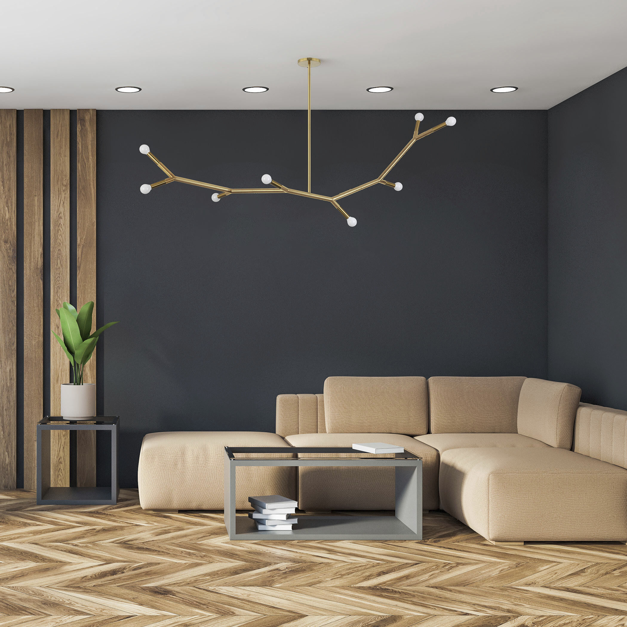 Morgan 8 Light 59.75 inch Aged Brass Horizontal Pendant Ceiling Light