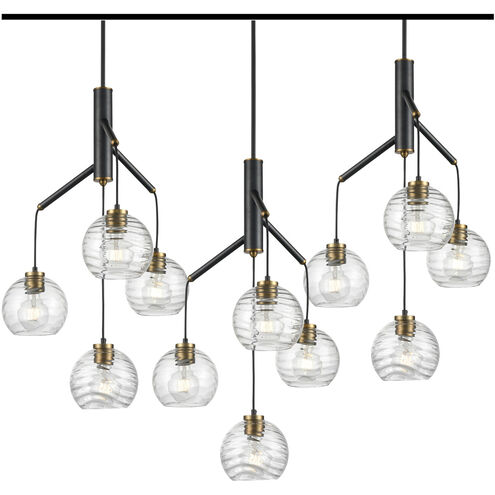 Tropea 12 Light 52 inch Brass And Graphite Linear Pendant Ceiling Light