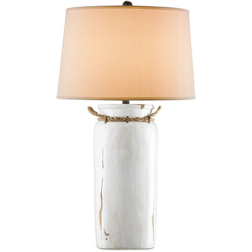 Sailaway 34 inch 150 watt White Distress Crackle/Natural/Emery Rust Table Lamp Portable Light