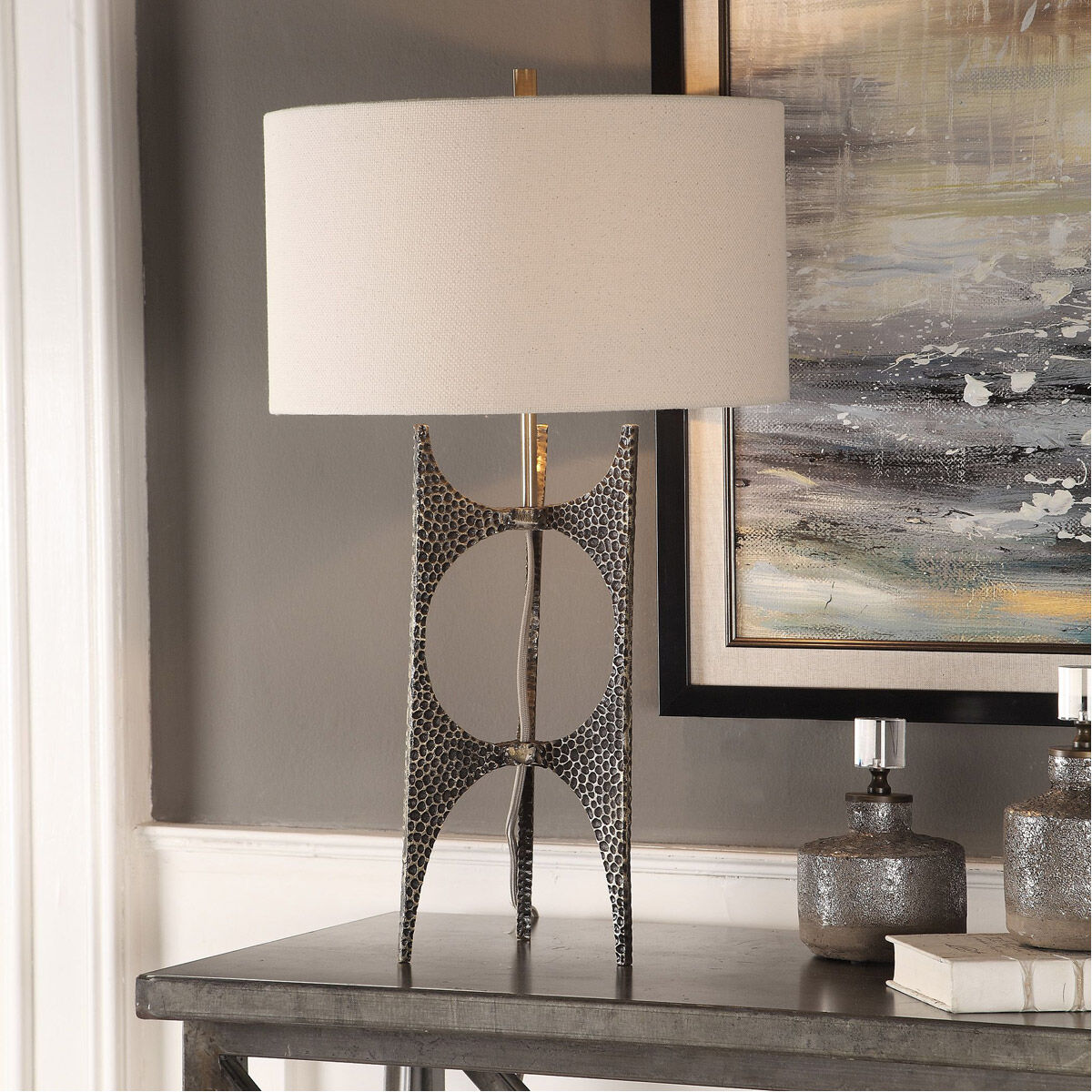 Goldia 27 inch 100 watt Antique Golden Bronze Table Lamp Portable Light
