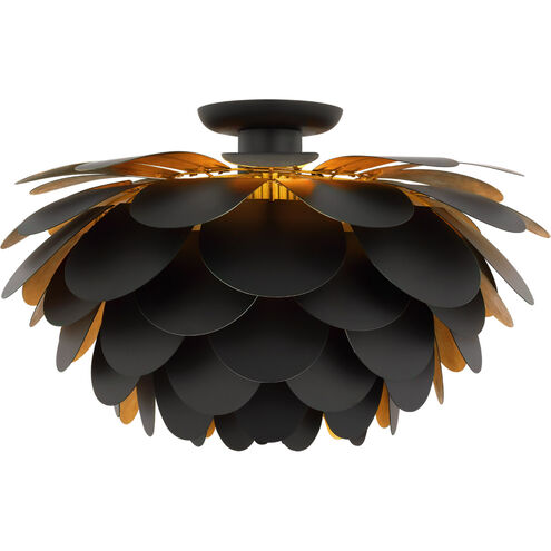 Chapman & Myers Cynara LED 23 inch Matte Black and Gild Flush Mount Ceiling Light, XL