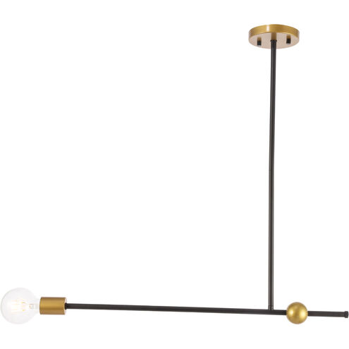 Bergen 1 Light 2 inch Black and Brass Pendant Ceiling Light