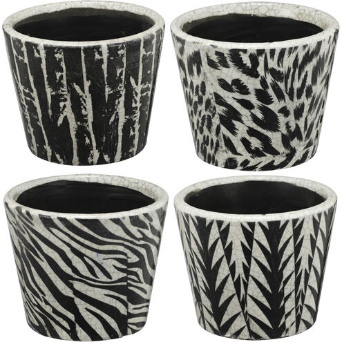 Small Black and White Outdoor Planter, Set of 4