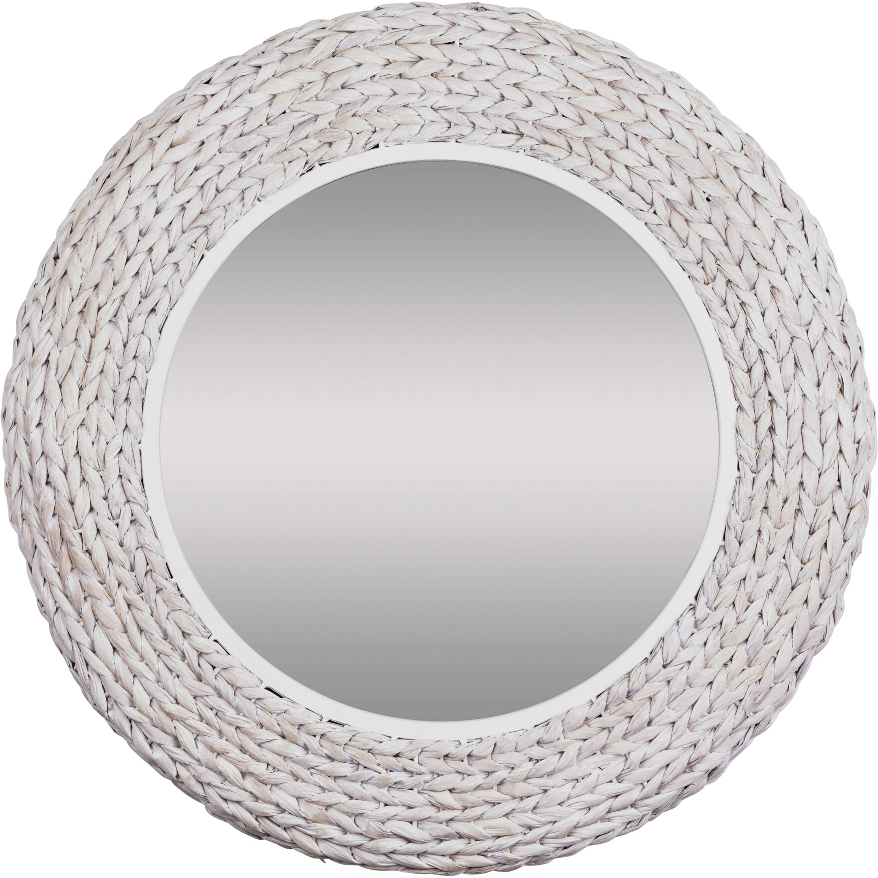 Athena 30.25 X 30.25 inch Matte White and Whitewash Seagrass Wall Mirror