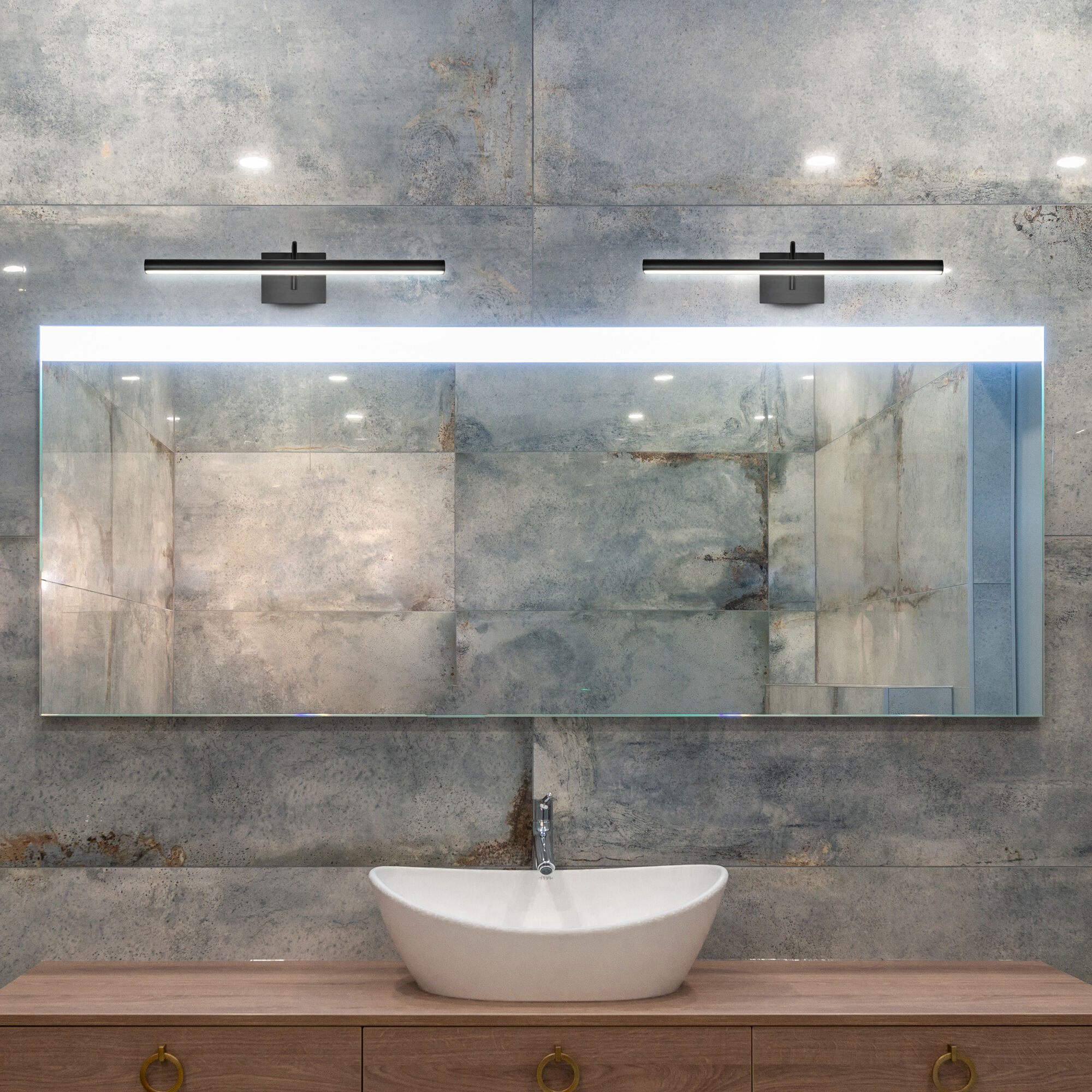 Procyon 24 inch Black Bathroom Vanity Light Wall Light