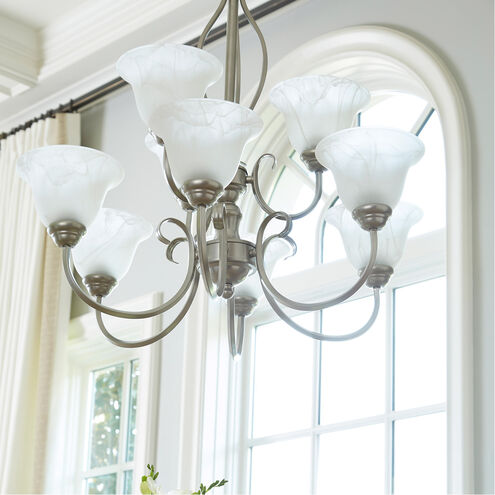 Spencer 9 Light 29 inch Classic Nickel Chandelier Ceiling Light in Faux Alabaster