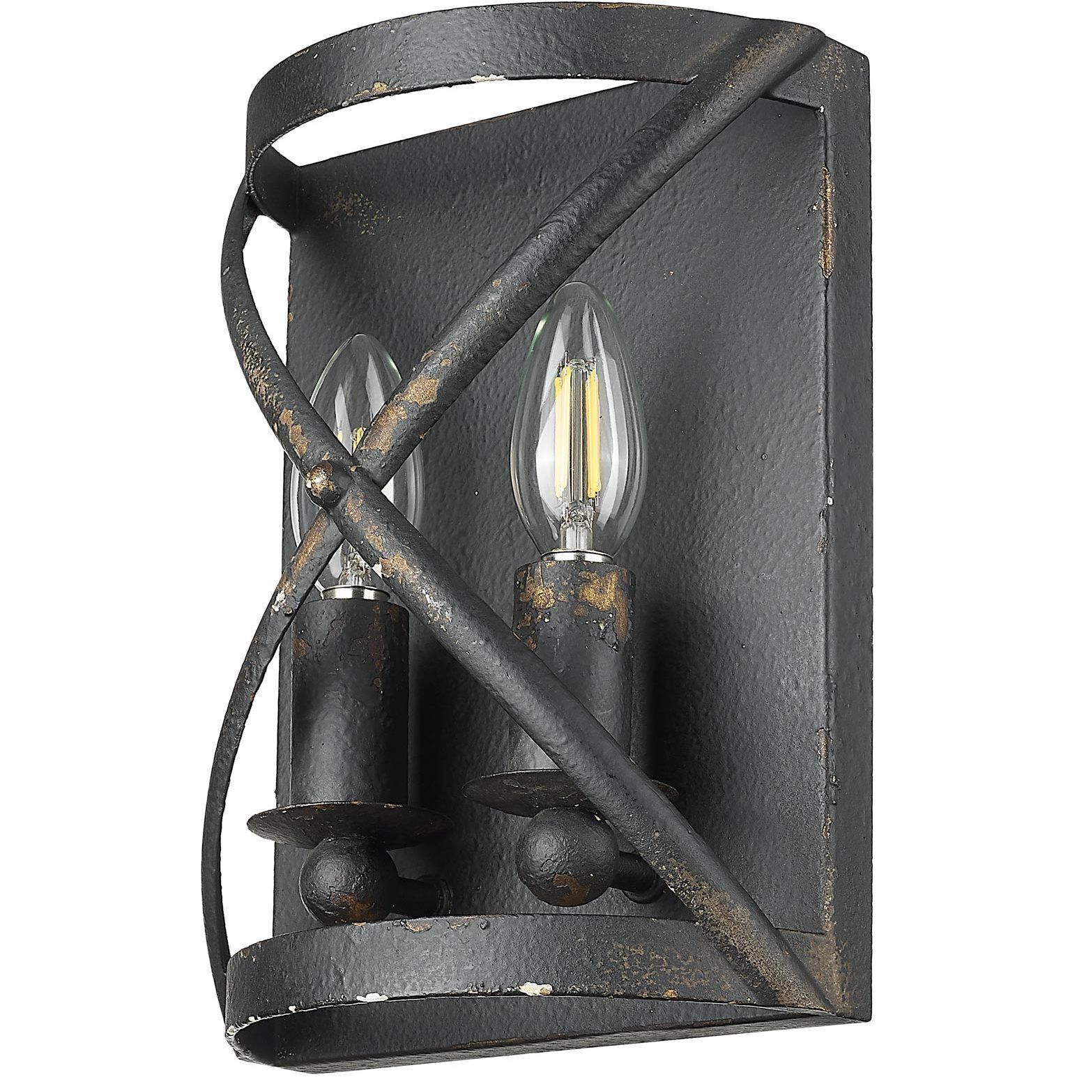 Alcott 2 Light 7.13 inch Antique Black Iron Wall Sconce Wall Light