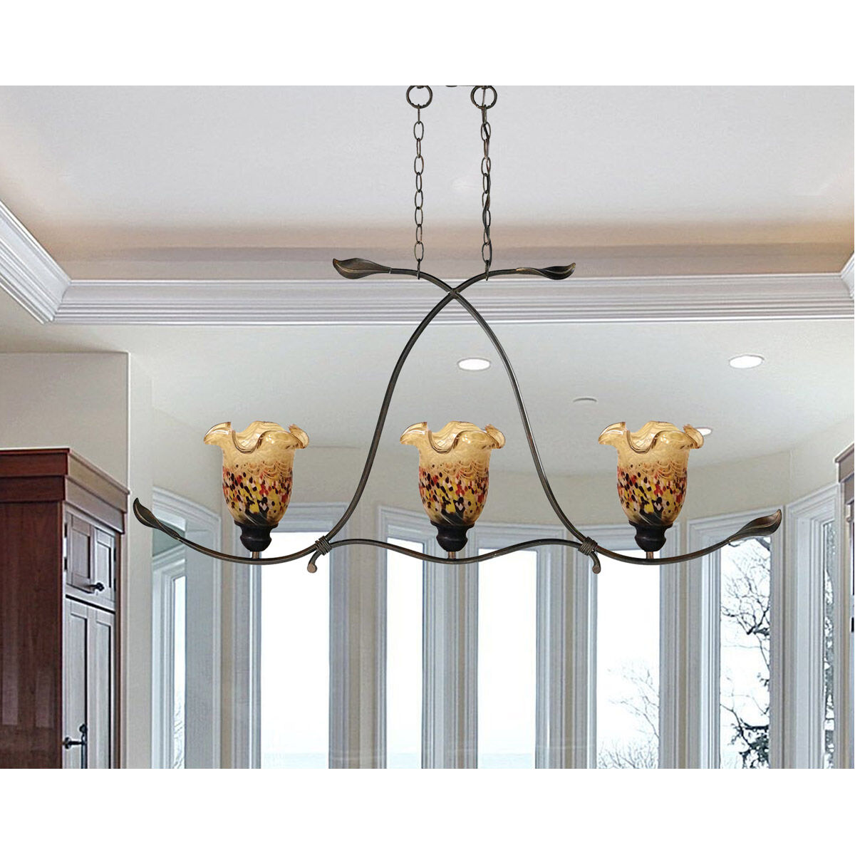 Evelyn LED 45 inch Rustic Bronze Pendant Ceiling Light