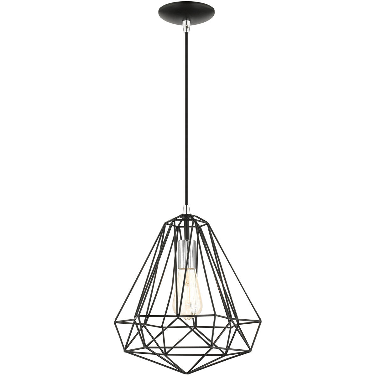 Geometric 1 Light 12.25 inch Shiny Black Pendant Ceiling Light