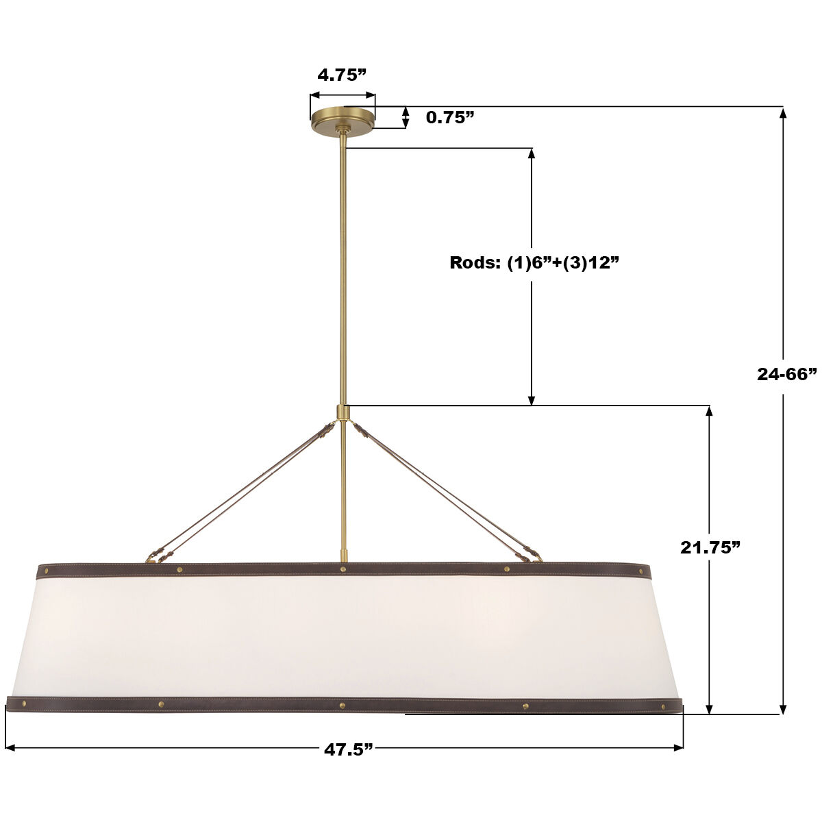 Callahan 6 Light 47.5 inch Luxe Gold Linear Chandelier Ceiling Light