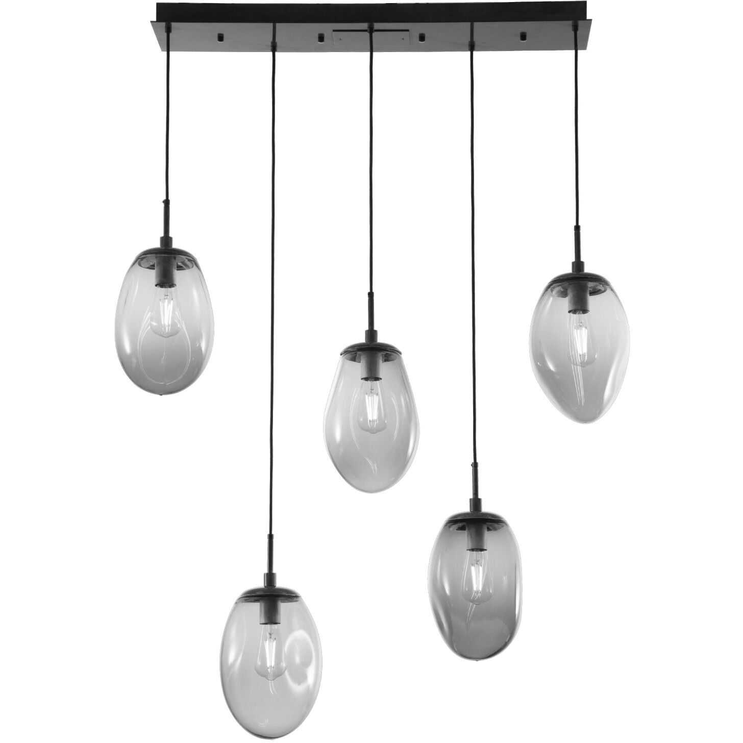 Meteo Incandescent 9 Light Classic Silver Linear Pendant Ceiling Light in Smoke, Multi-Pendant