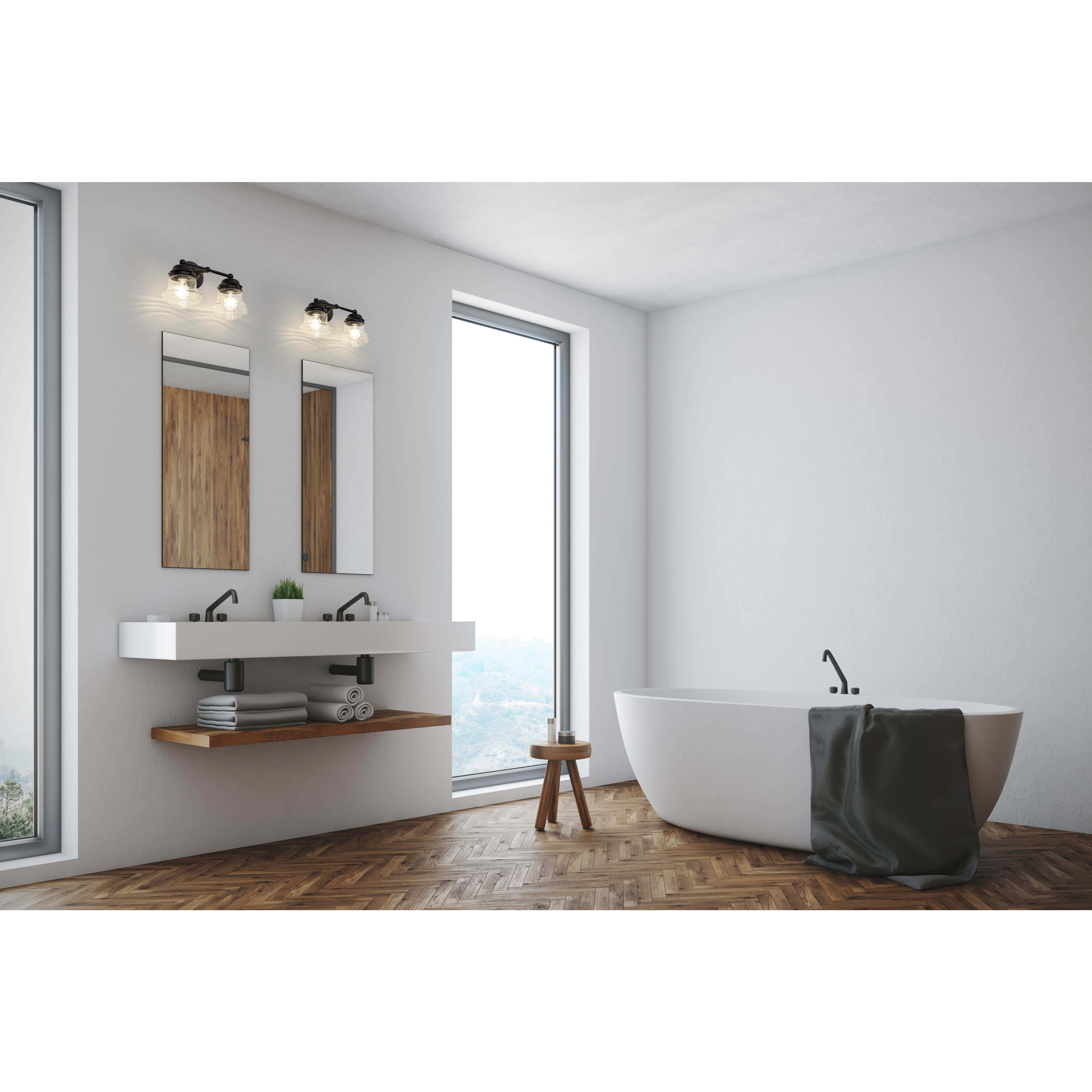 Vaughn 2 Light 15.5 inch Matte Black Vanity Wall Light