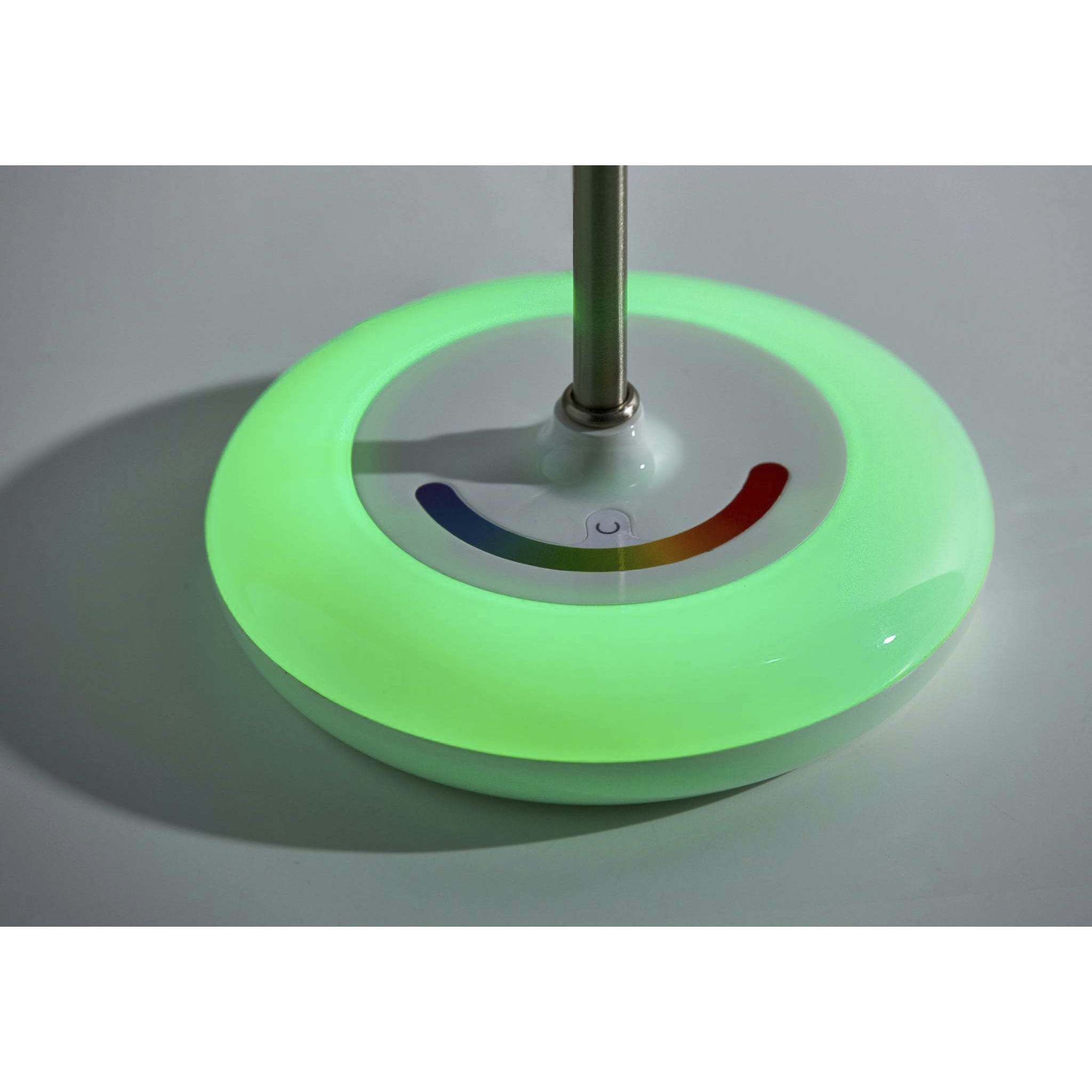 Mia 18.5 inch 40 watt Brushed Steel Color Changing Table Lamp Portable Light in White, Simplee Adesso