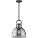 Alora Mood Waldo 1 Light 10.5 inch Matte Black Pendant Ceiling Light in Smoke Glass
