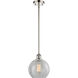 Ballston Athens LED 8 inch Polished Nickel Pendant Ceiling Light in Clear Crackle Glass, Ballston