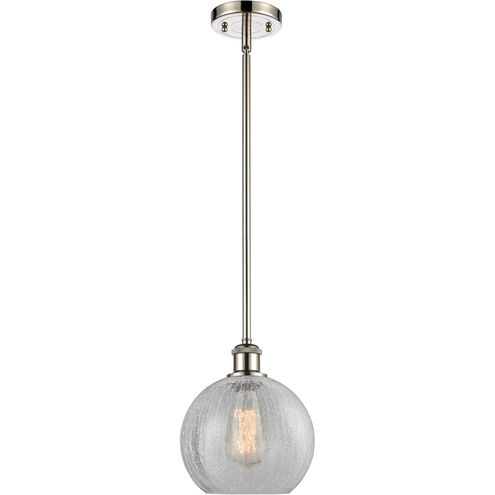 Ballston Athens LED 8 inch Polished Nickel Pendant Ceiling Light in Clear Crackle Glass, Ballston