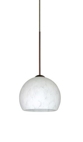 Palla LED Bronze Pendant Ceiling Light in Carrera Glass