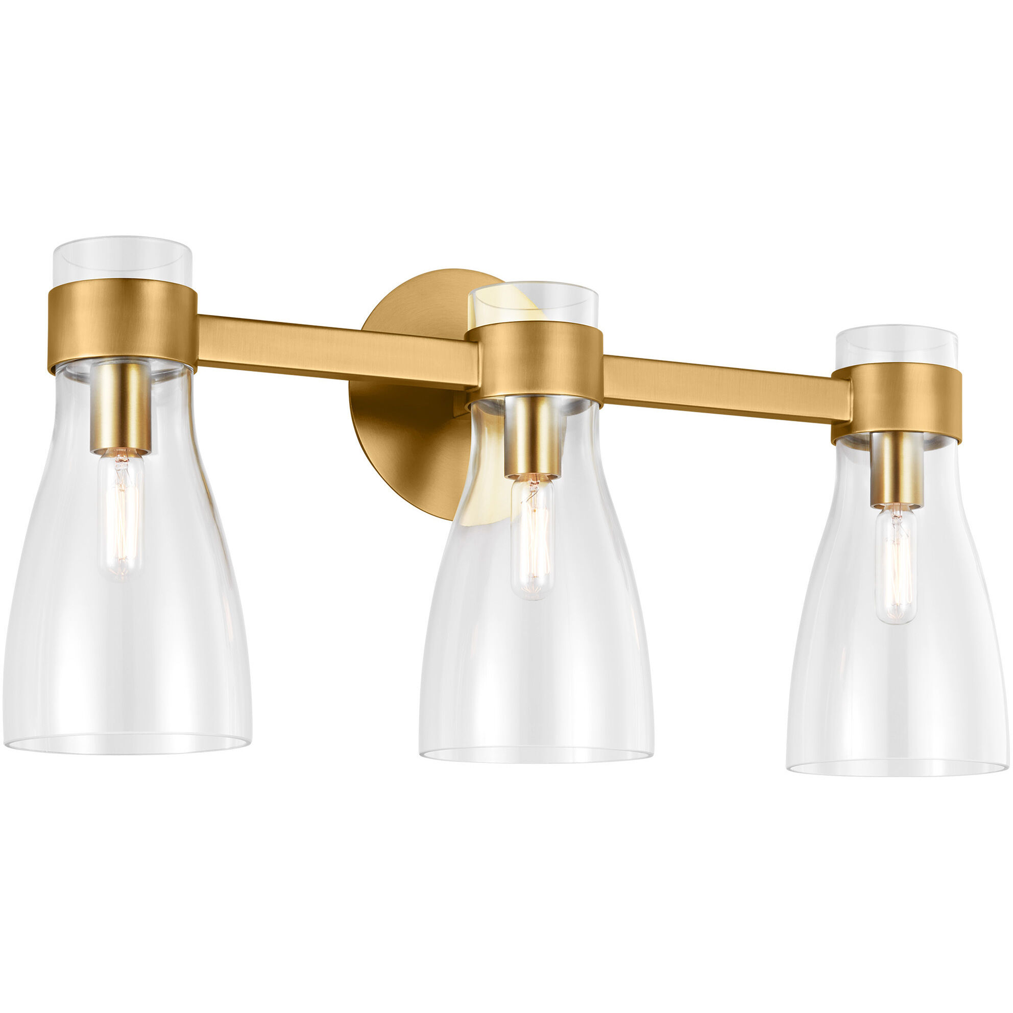 AERIN Moritz Bath Vanity Wall Sconce Wall Light in Burnished Brass, Clear Glass
