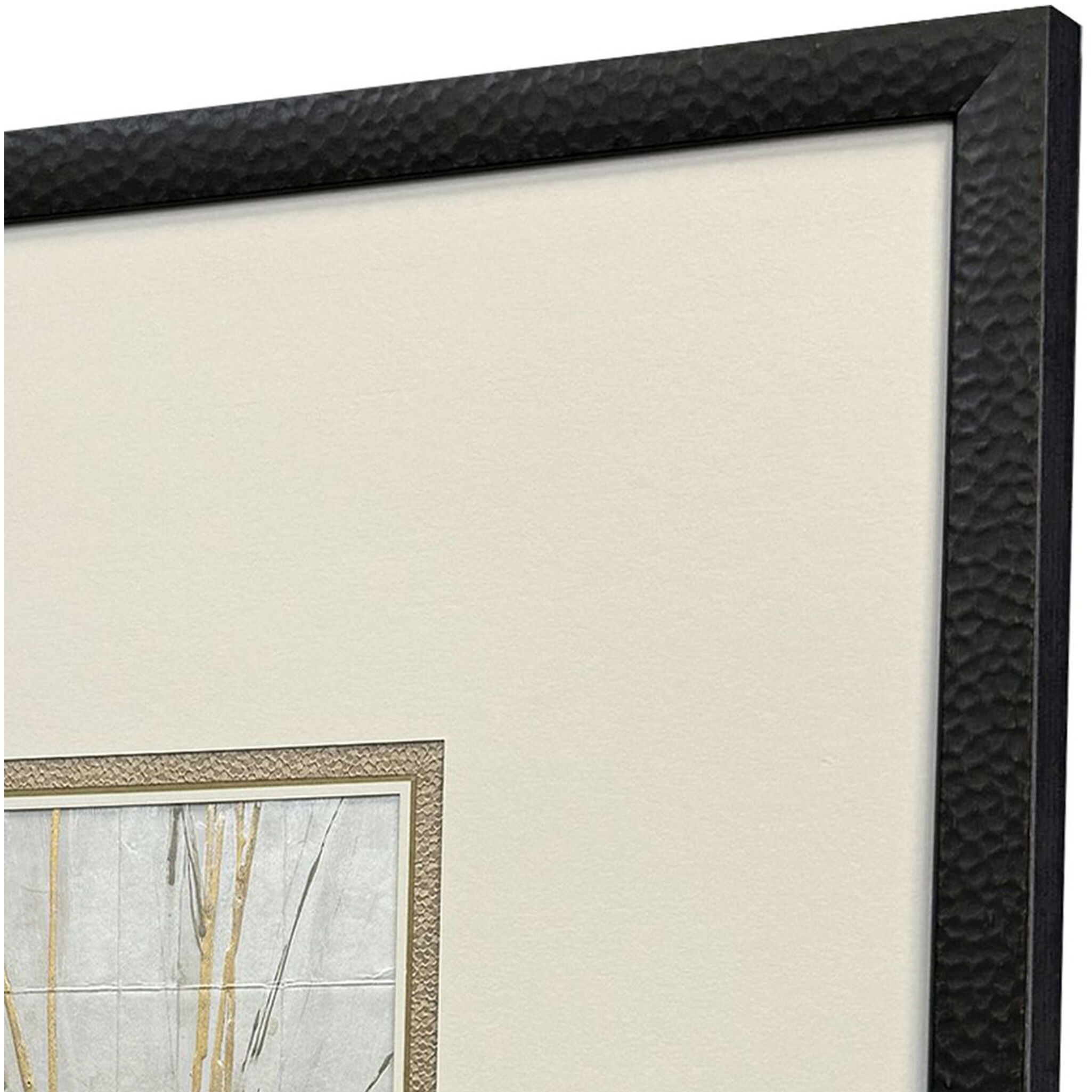 Incised Gold Gray and Beige and Metallic and White Framed Art, The Studio