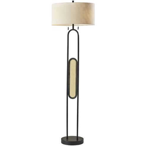 Levy 62 inch 60 watt Black with Webbed Caning Material Floor Lamp Portable Light