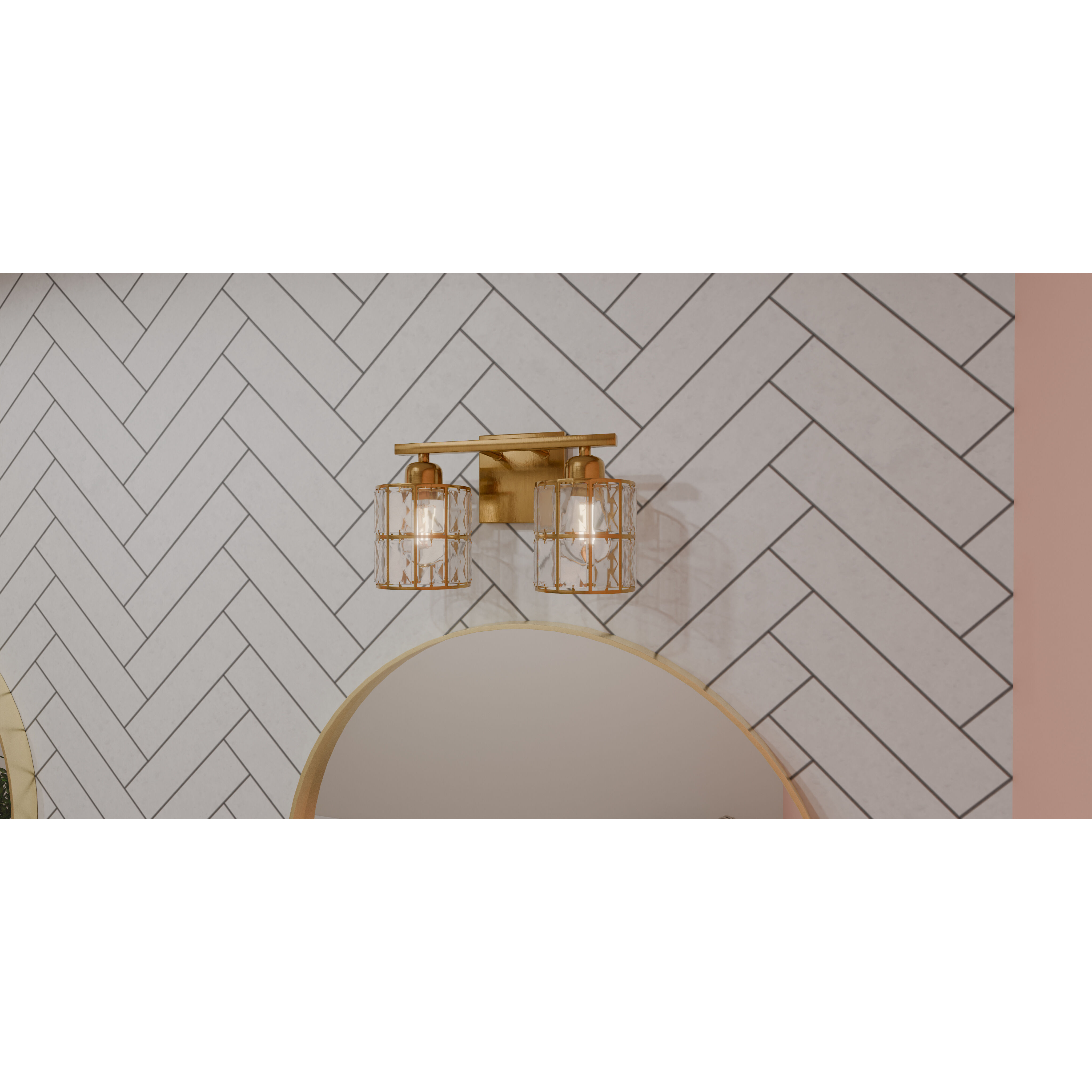 Gibson 2 Light 13 inch Aged Brass Bath Light Wall Light, Medium