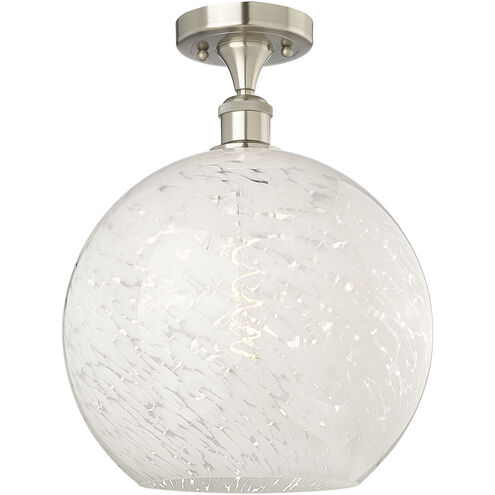 Ballston White Mouchette 1 Light 12 inch Brushed Satin Nickel Semi-Flush Mount Ceiling Light
