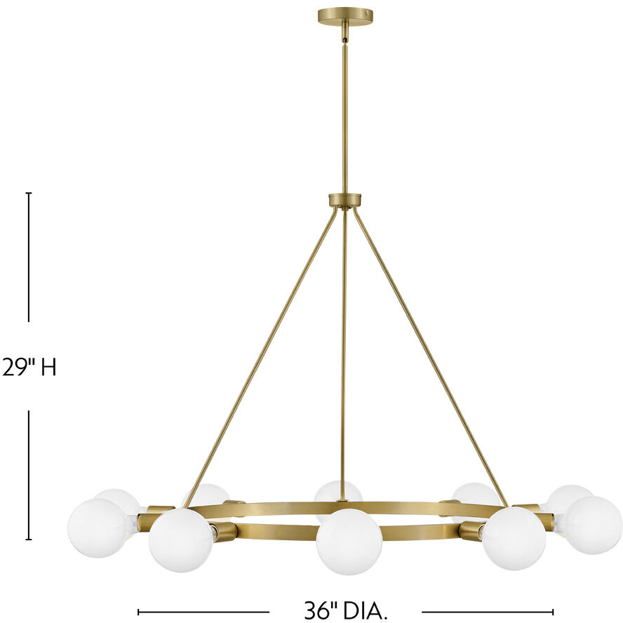 Orla LED 36 inch Lacquered Brass Chandelier Ceiling Light