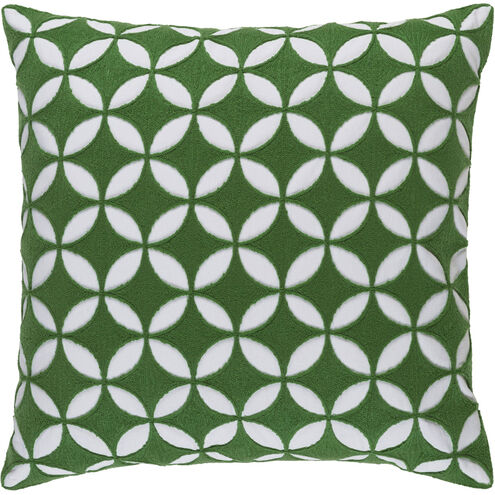 Perimeter 18 X 18 inch Dark Green and White Throw Pillow