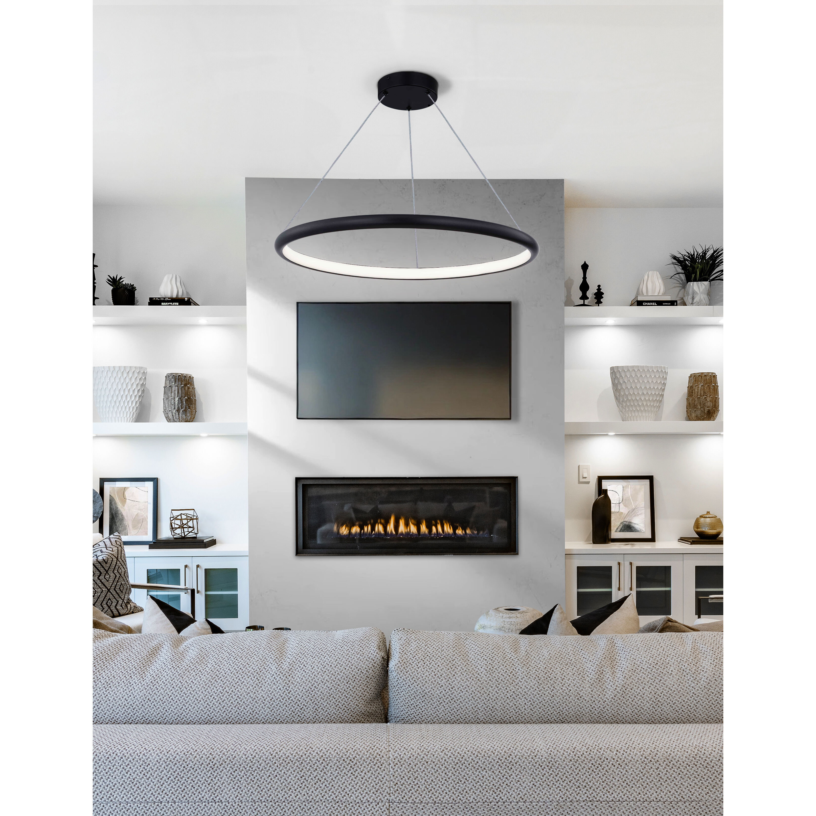 Circola 1 Light 17 inch Matte Black Pendant Ceiling Light