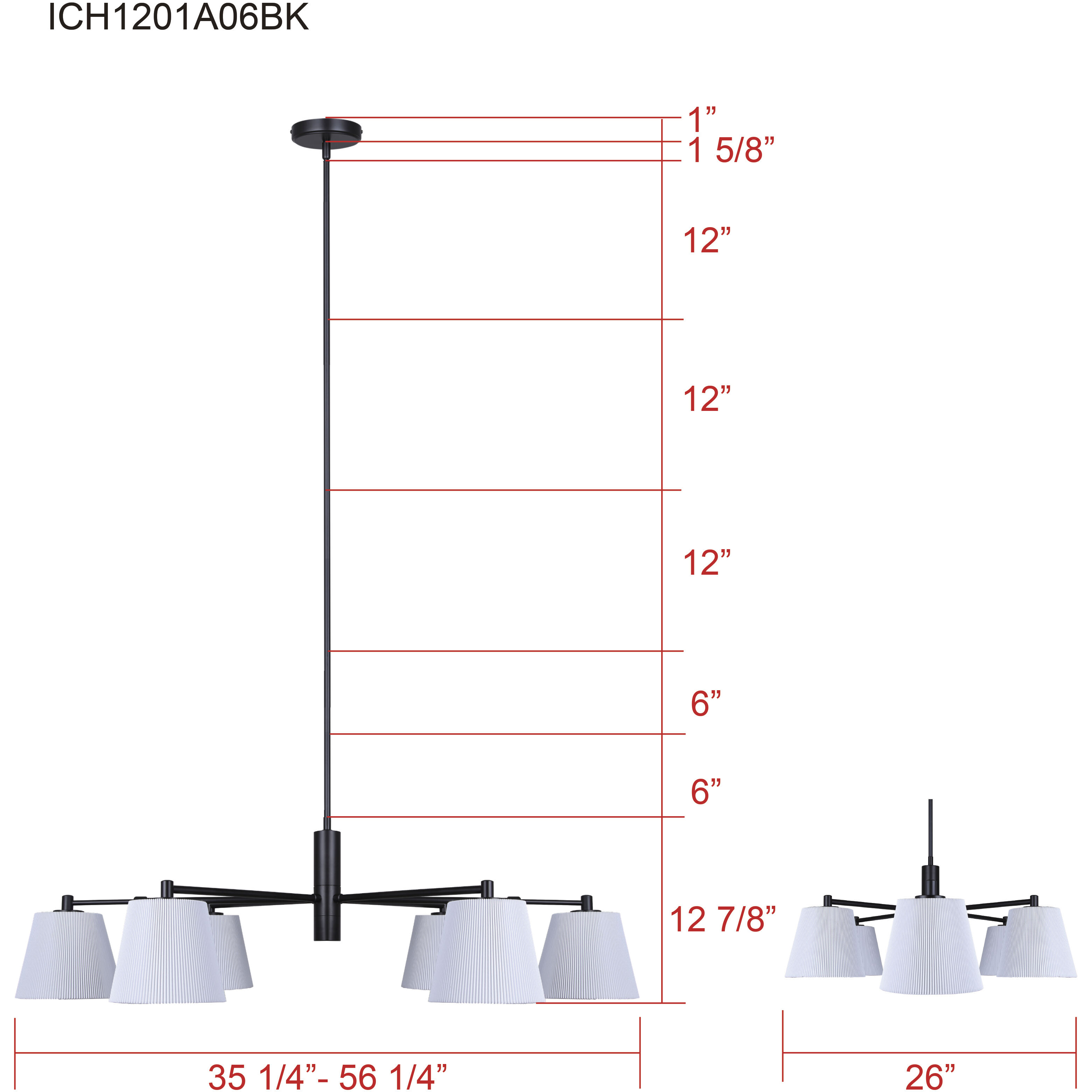 Aspen 6 Light 15.25 inch Black Chandelier Ceiling Light