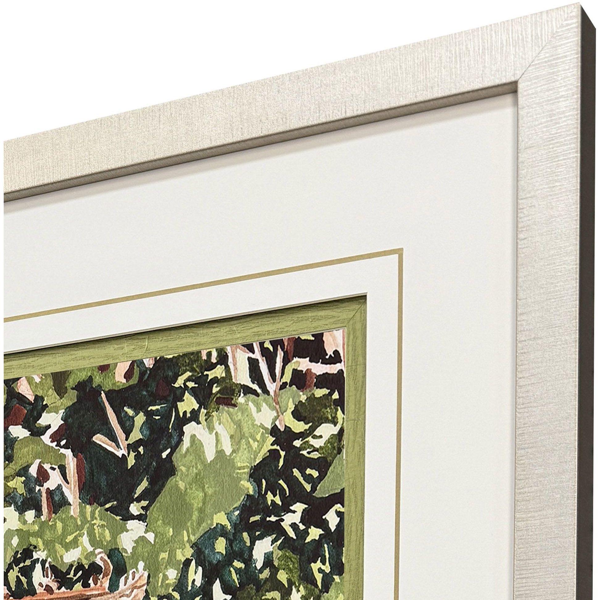 Veiled Sanctuary Green and Pink and Turquoise and Multi Framed Art