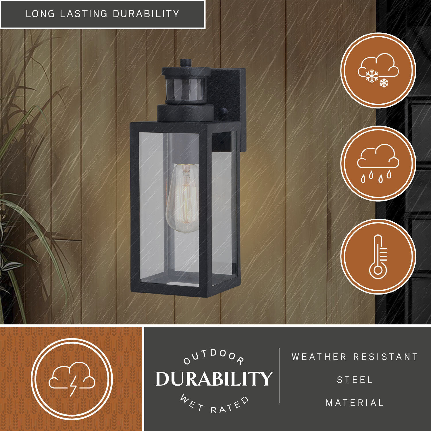 Lombard Textured Black Outdoor Motion Sensor
