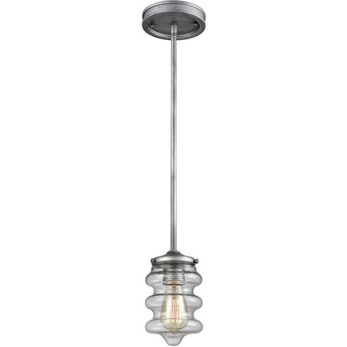 Synchronis 1 Light 5 inch Weathered Zinc with Clear Mini Pendant Ceiling Light