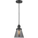 Franklin Restoration Cone LED 6 inch Matte Black Mini Pendant Ceiling Light in Plated Smoke, Franklin Restoration
