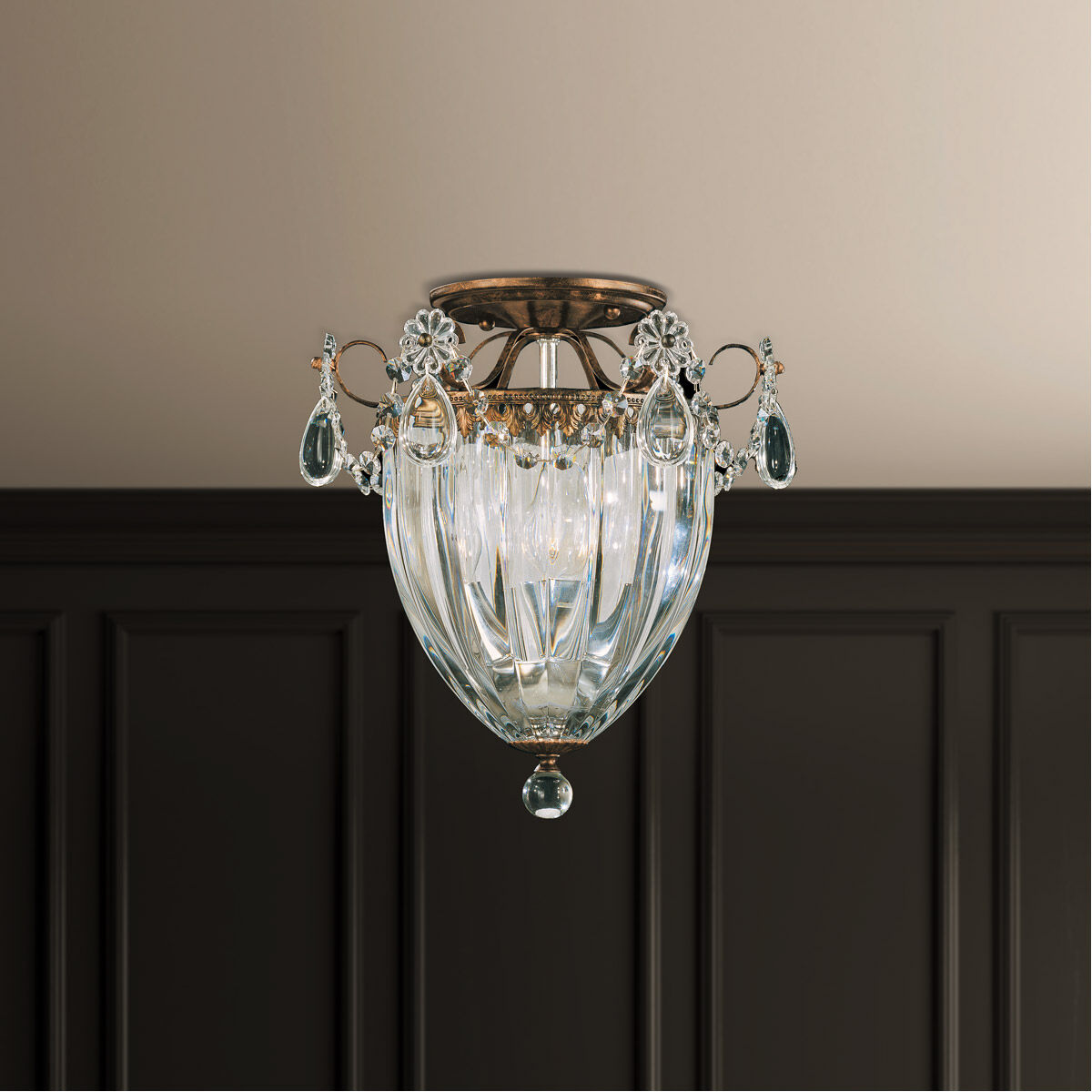 Bagatelle 3 Light 10.5 inch Heirloom Bronze Semi-Flush Mount Ceiling Light in Heritage
