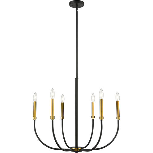 Haylie 6 Light 26 inch Matte Black and Olde Brass Chandelier Ceiling Light