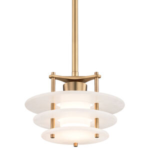 Gatsby LED 12 inch Aged Brass Pendant Ceiling Light, Spanish Alabaster
