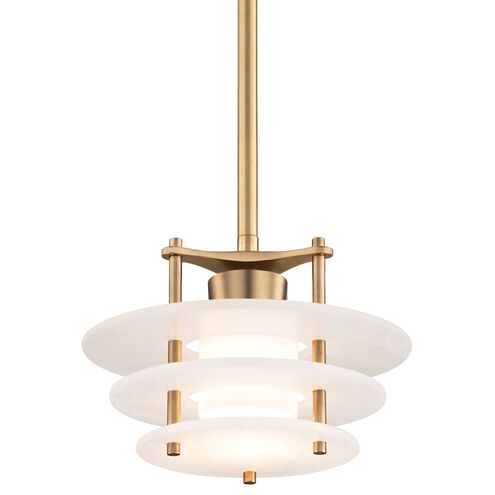 Gatsby Pendant Ceiling Light in Aged Brass, Spanish Alabaster
