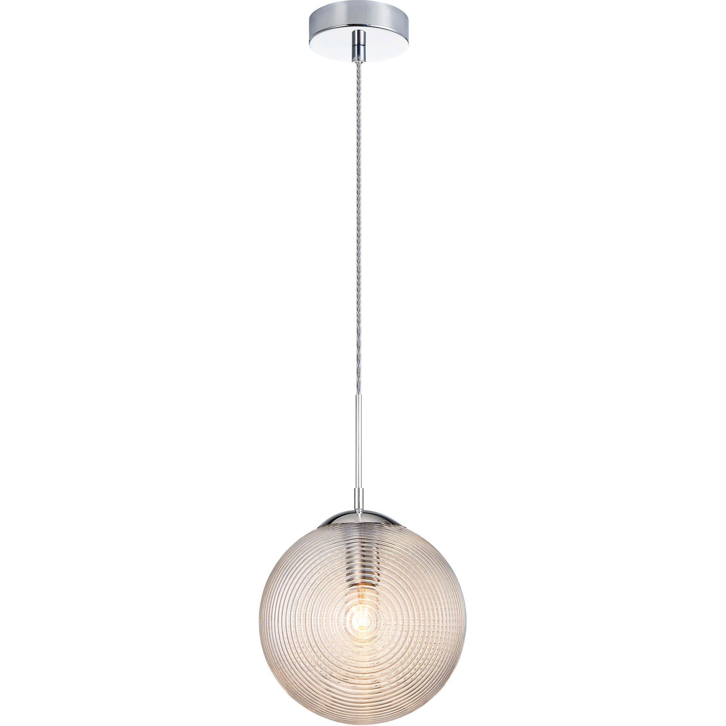Maruna 1 Light 9 inch Chrome and Cognac Glass Pendant Ceiling Light